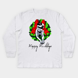 Happy Howlidays and Merry Pitmas Kids Long Sleeve T-Shirt